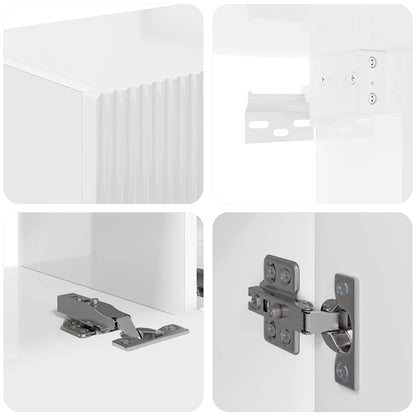 Tv-Meubelset Wandgemonteerd 4 Pcs Bewerkt Hout Hoogglans wit