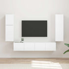 Tv-meubelset wandmontage 4 delen hoogglans wit bewerkt hout