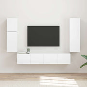 Tv-meubelset wandmontage 4 delen hoogglans wit bewerkt hout