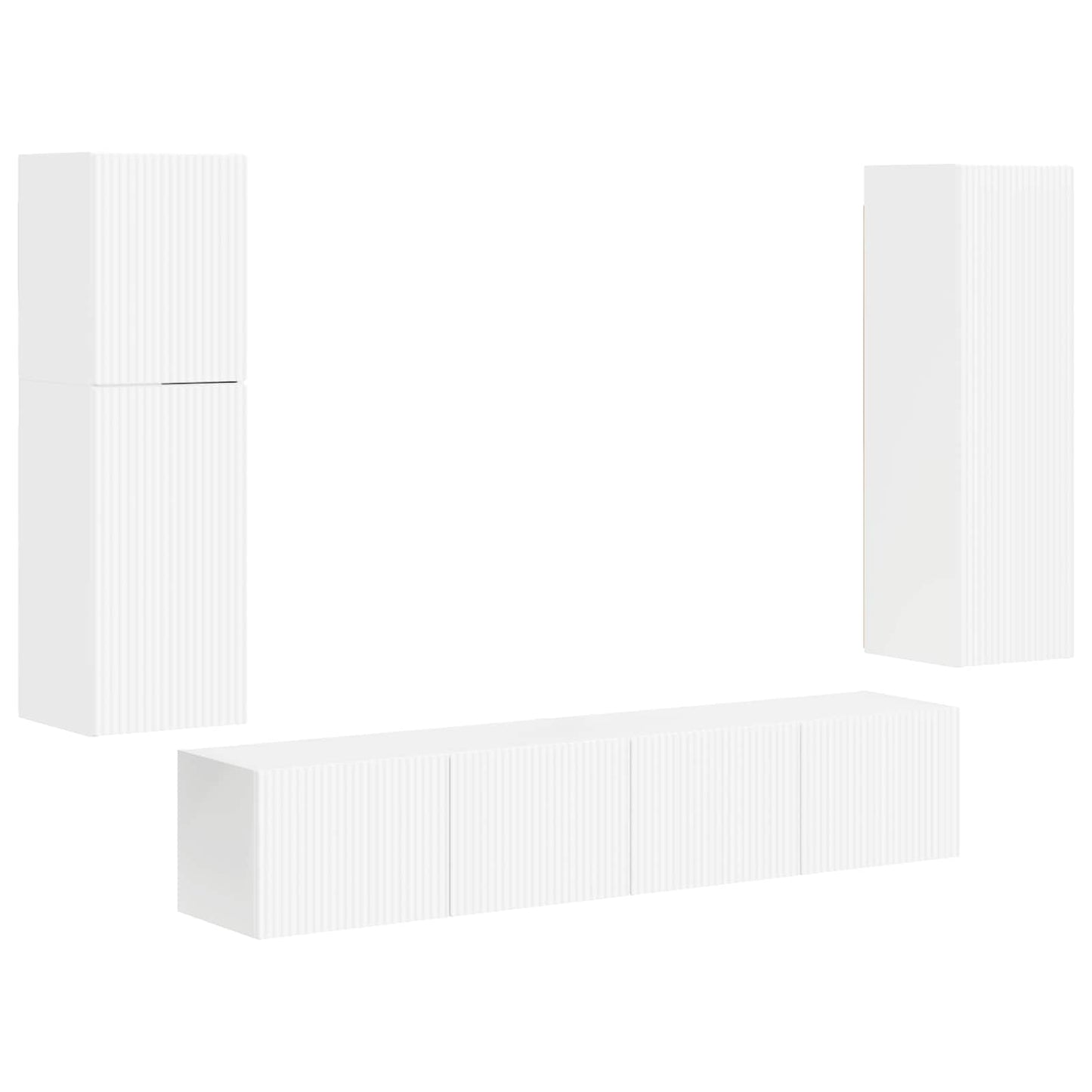 Tv-Meubelset Wandgemonteerd 4 Pcs Bewerkt Hout Hoogglans wit