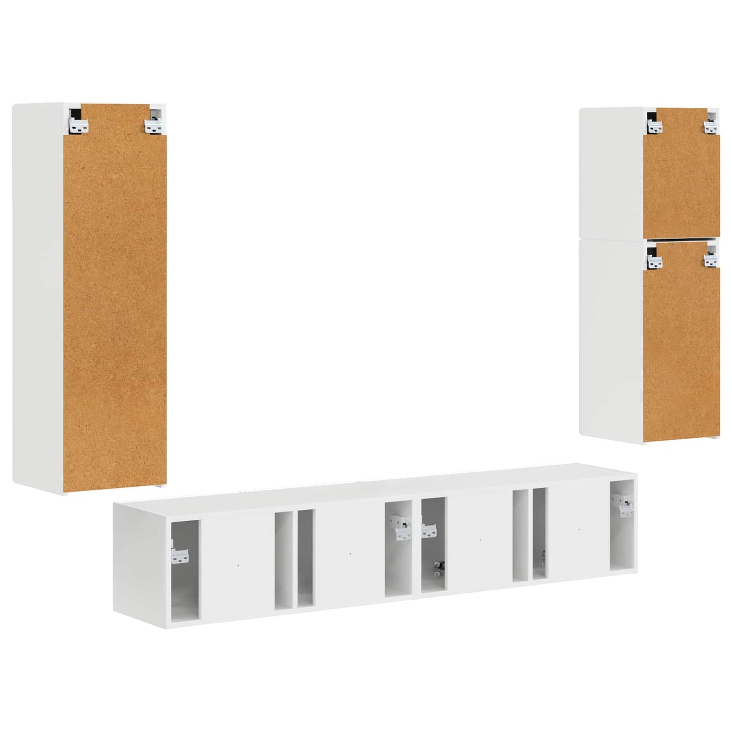 Tv-Meubelset Wandgemonteerd 4 Pcs Bewerkt Hout Hoogglans wit