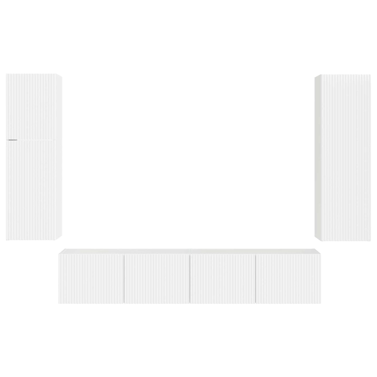 Tv-Meubelset Wandgemonteerd 4 Pcs Bewerkt Hout Hoogglans wit