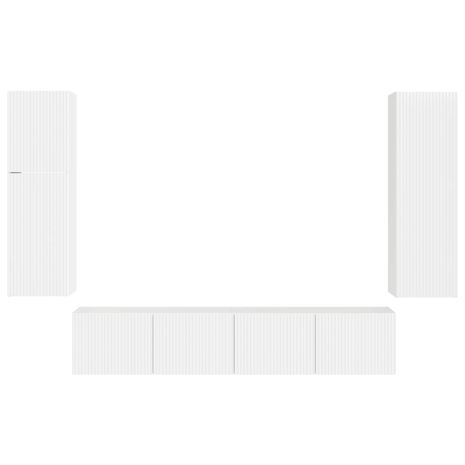 Tv-Meubelset Wandgemonteerd 4 Pcs Bewerkt Hout Hoogglans wit