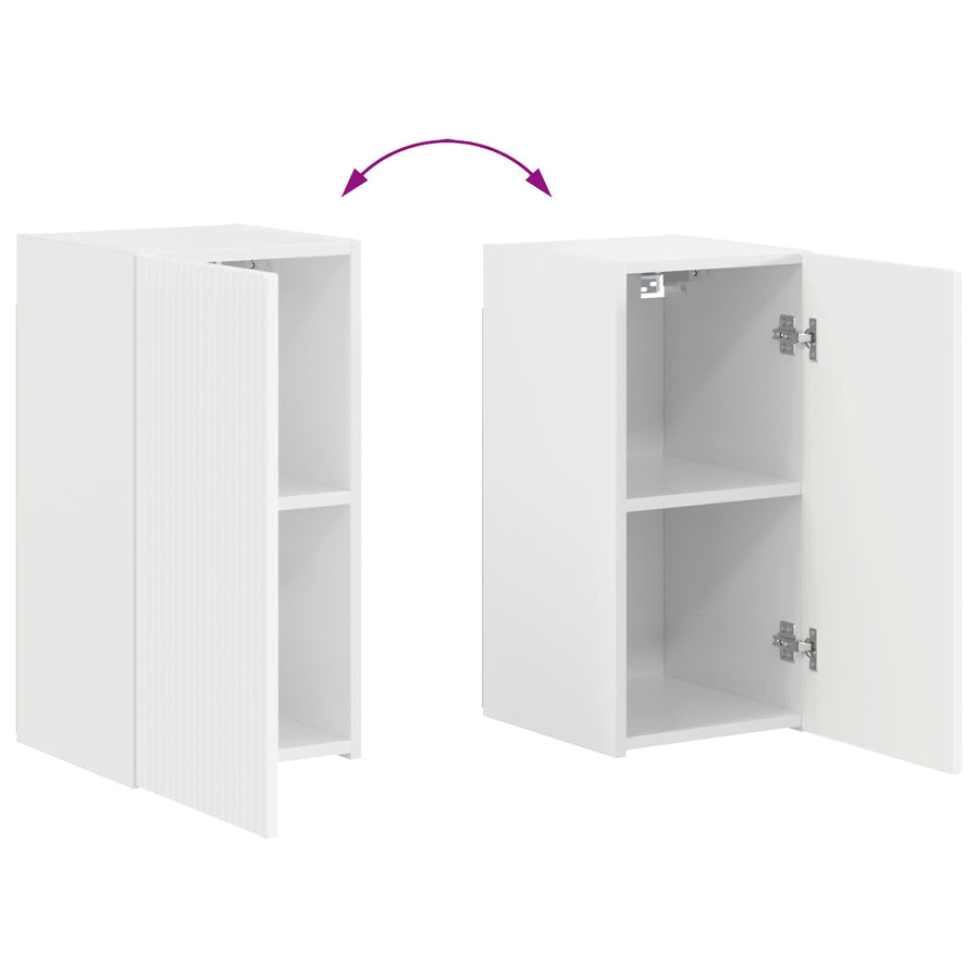 Tv-Meubelset Wandgemonteerd 4 Pcs Bewerkt Hout Hoogglans wit