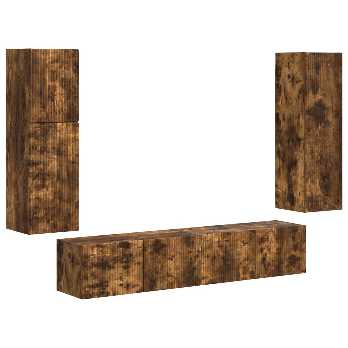 Tv-Meubelset Wandgemonteerd 4 Pcs Bewerkt Hout Gerookt eiken