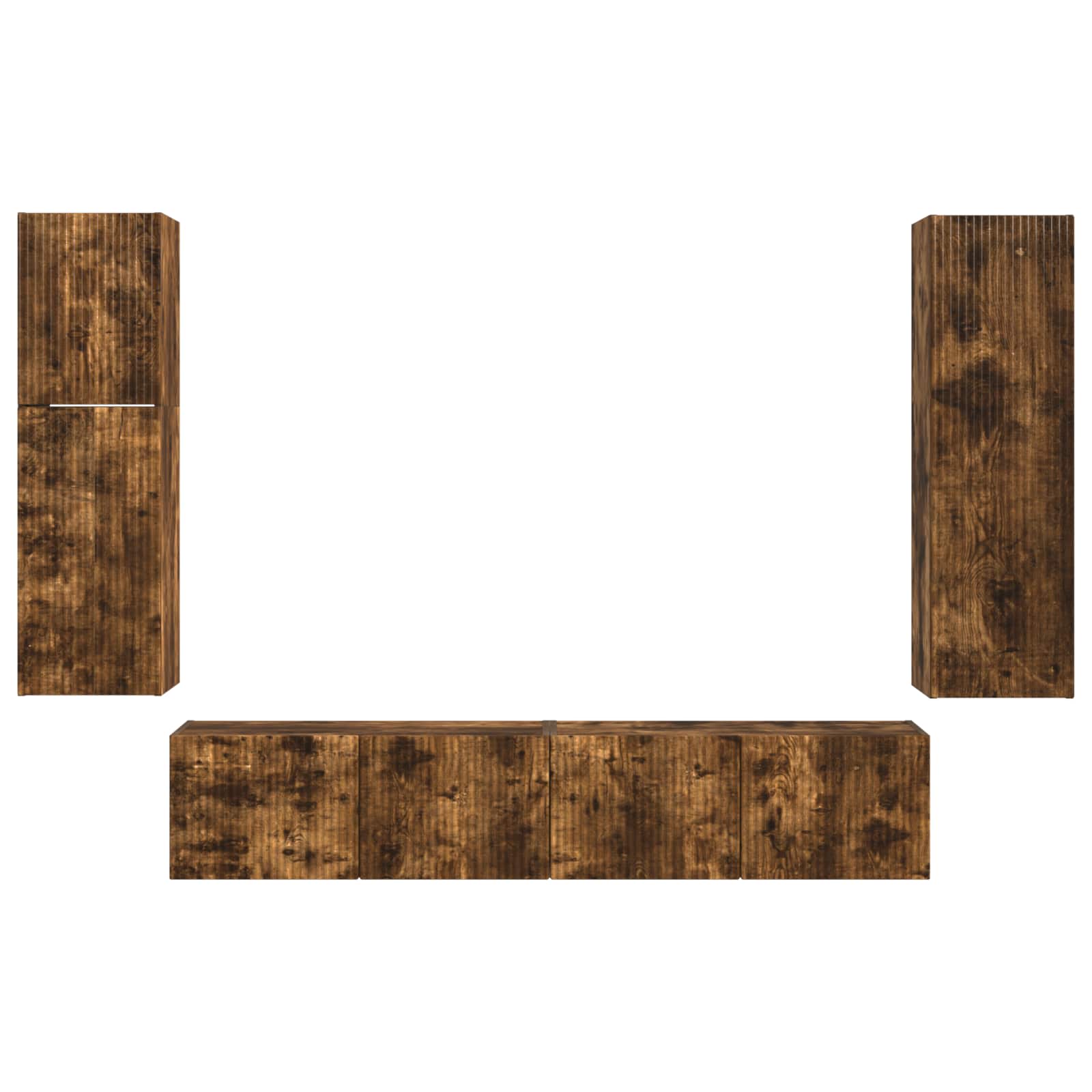 Tv-Meubelset Wandgemonteerd 4 Pcs Bewerkt Hout Gerookt eiken