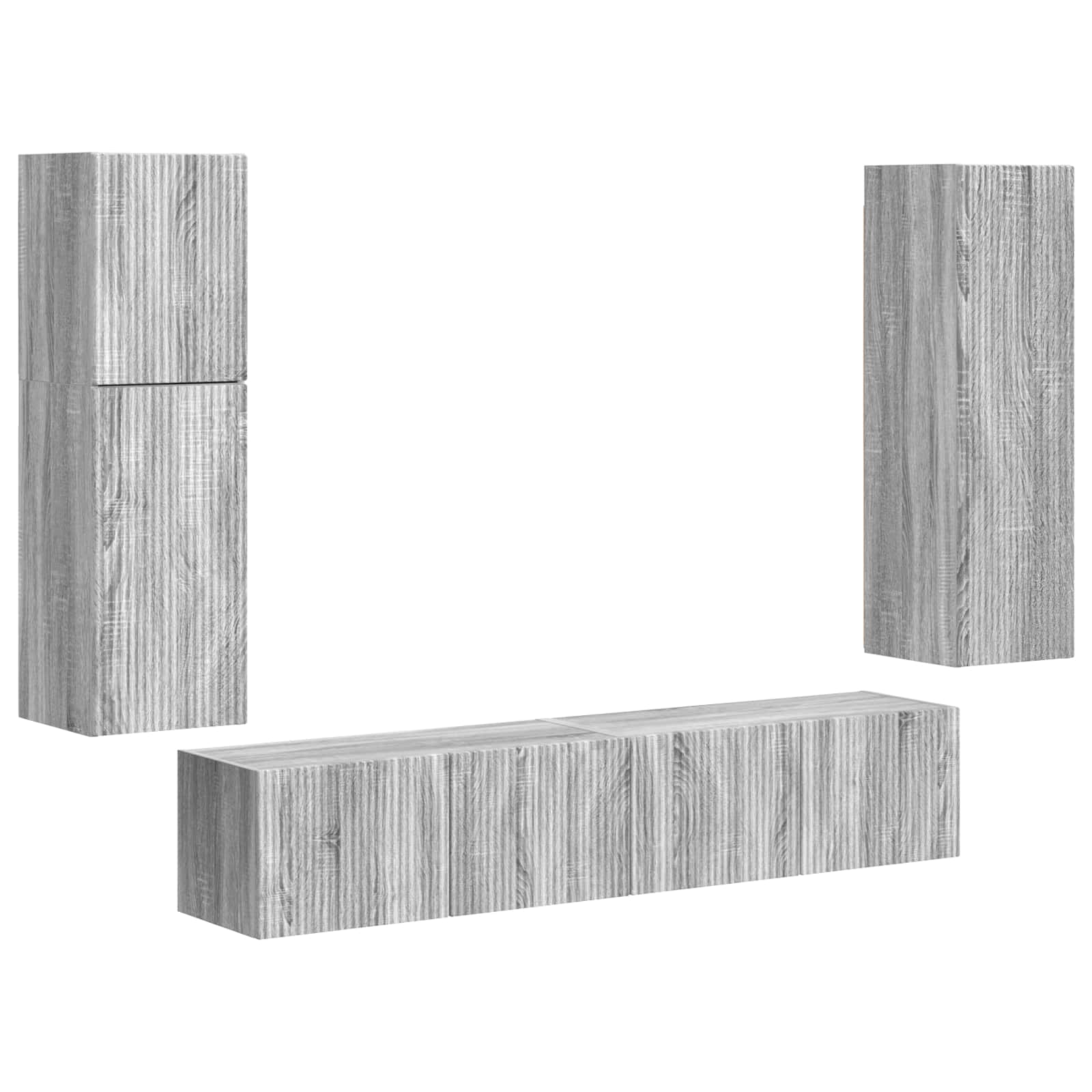 Tv-Meubelset Wandgemonteerd 4 Pcs Bewerkt Hout Grijs sonoma