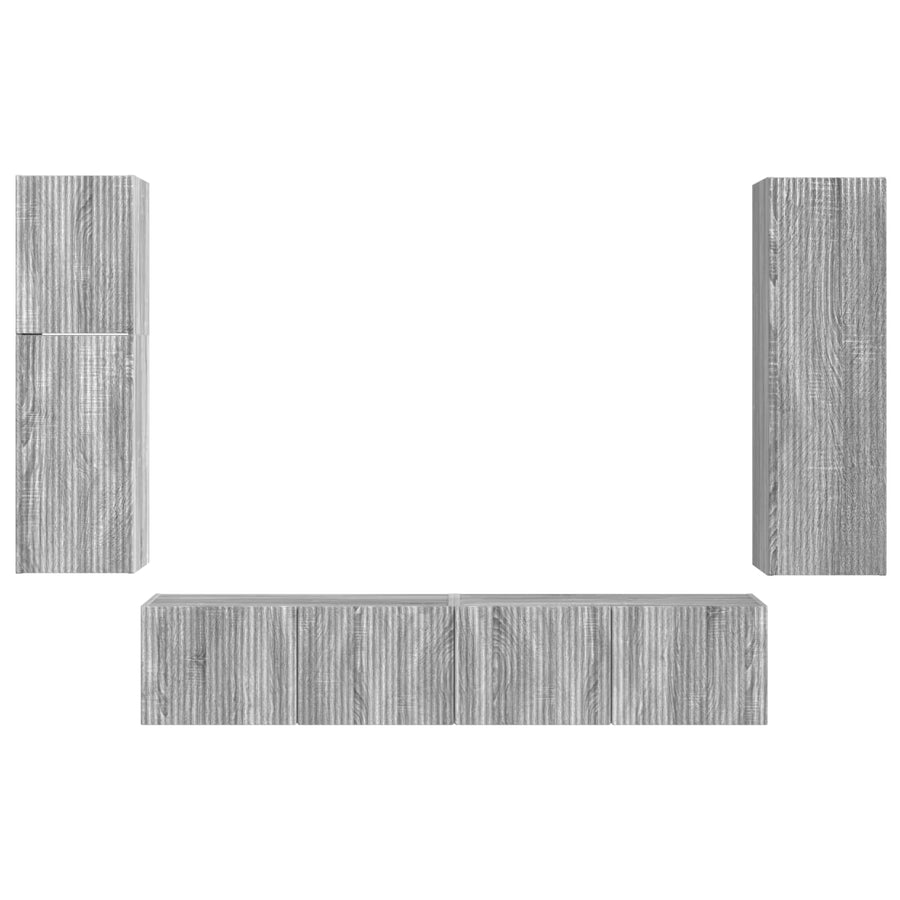 Tv-Meubelset Wandgemonteerd 4 Pcs Bewerkt Hout Grijs sonoma