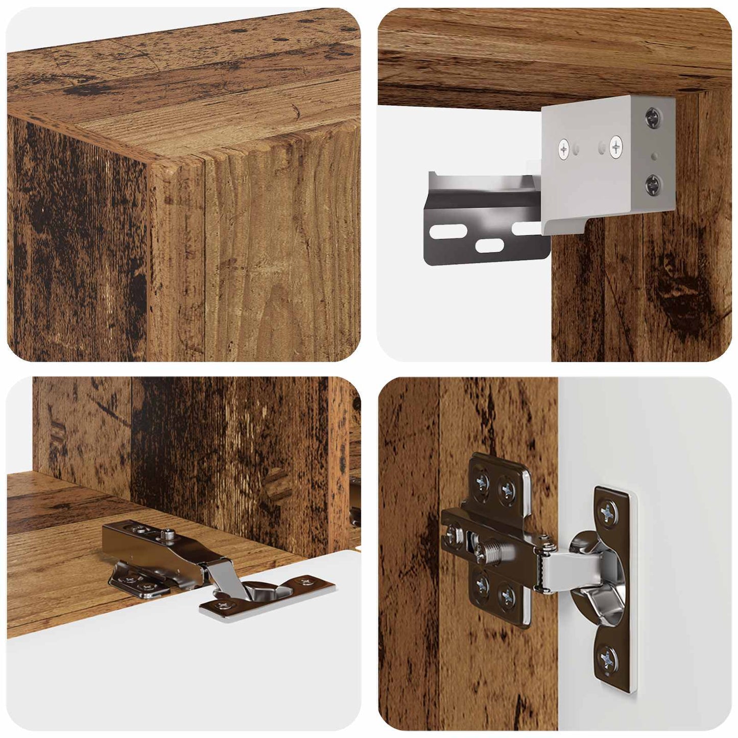 Tv-Meubelset Wandgemonteerd 4 Pcs Oudhout Bewerkt Hout Oud hout