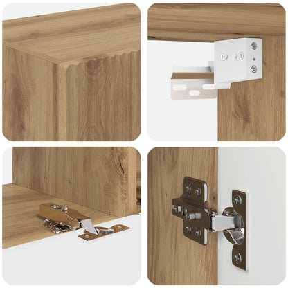 Tv-Meubelset Wandgemonteerd 4 Pcs Artisan Eiken Bewerkt Hout artisanaal eikenkleurig