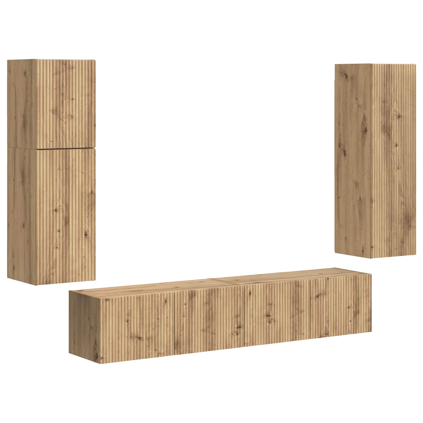 Tv-Meubelset Wandgemonteerd 4 Pcs Artisan Eiken Bewerkt Hout artisanaal eikenkleurig