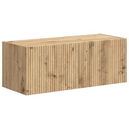 Tv-Meubelset Wandgemonteerd 4 Pcs Artisan Eiken Bewerkt Hout artisanaal eikenkleurig