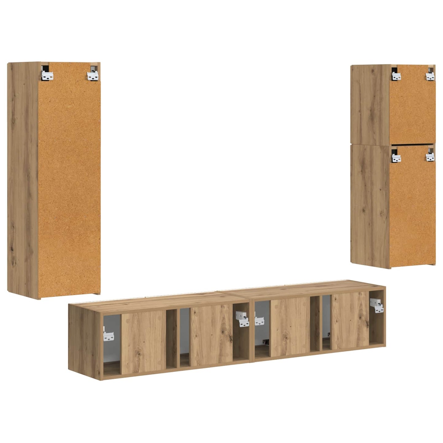 Tv-Meubelset Wandgemonteerd 4 Pcs Artisan Eiken Bewerkt Hout artisanaal eikenkleurig