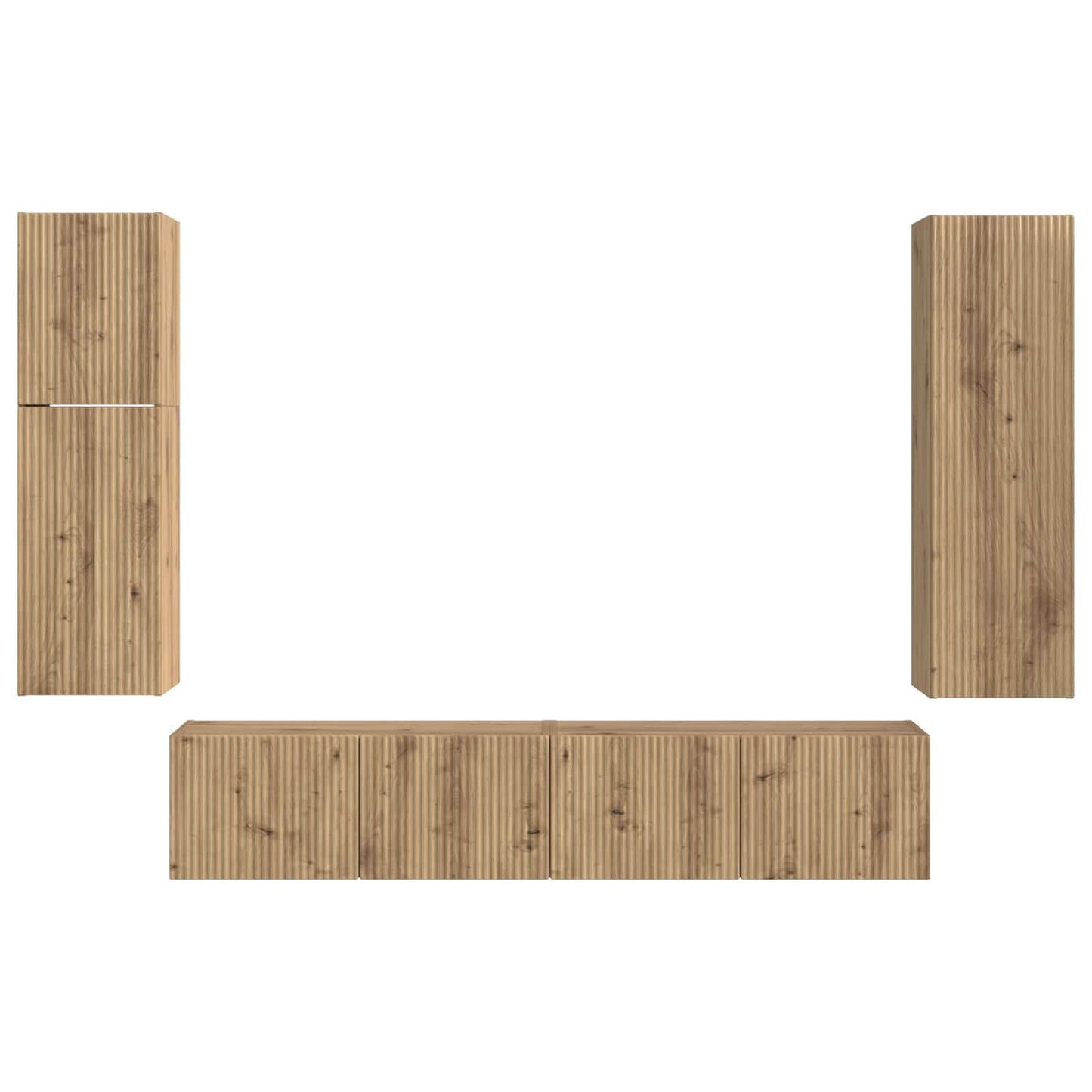 Tv-Meubelset Wandgemonteerd 4 Pcs Artisan Eiken Bewerkt Hout artisanaal eikenkleurig