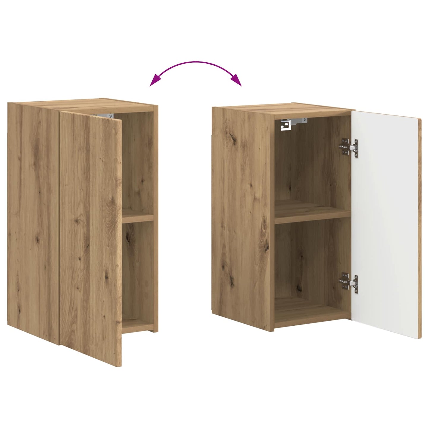 Tv-Meubelset Wandgemonteerd 4 Pcs Artisan Eiken Bewerkt Hout artisanaal eikenkleurig