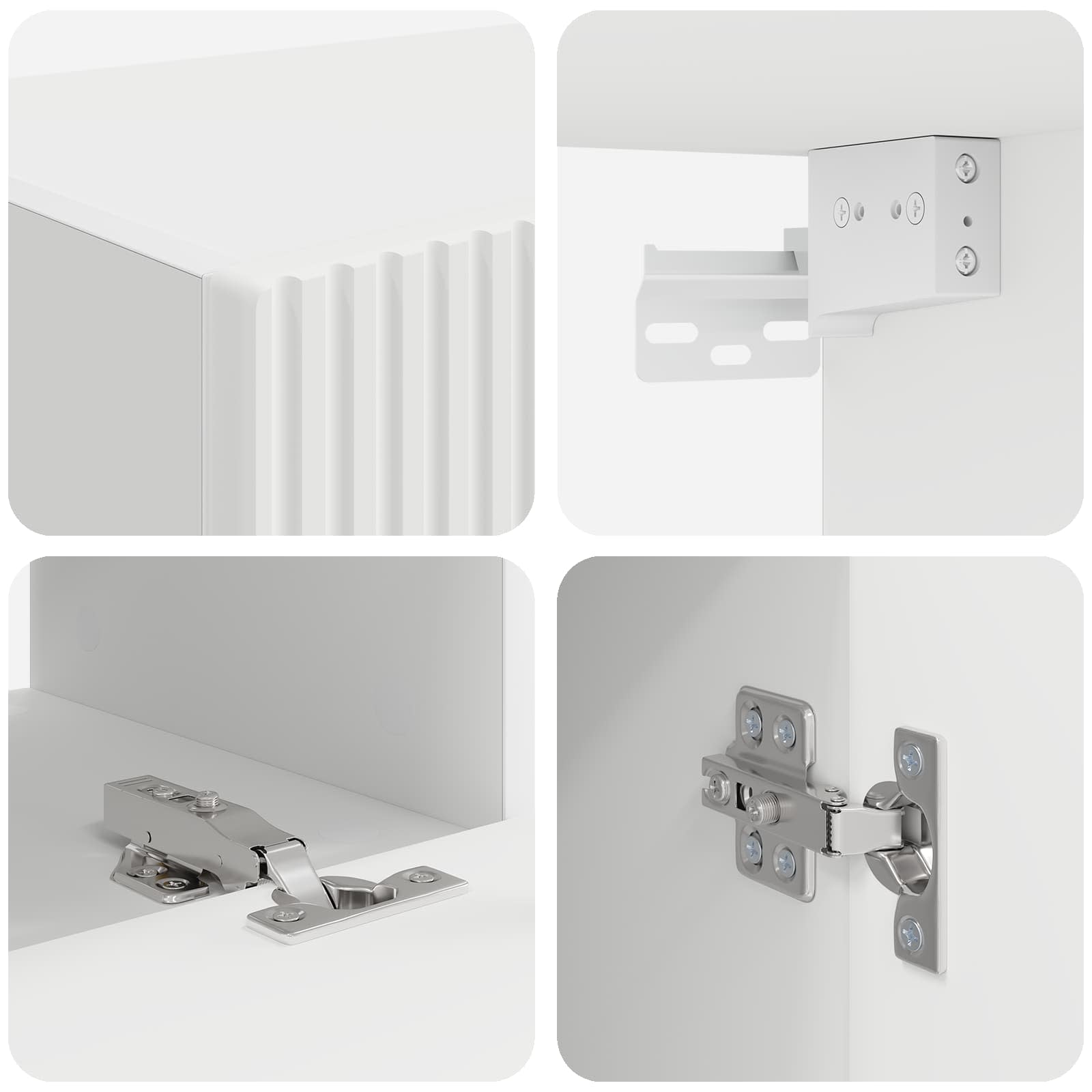 Tv-Meubelset Wandgemonteerd 4 Pcs Bewerkt Hout Wit