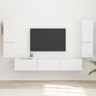 Tv-meubelset wandmontage 4 delen wit bewerkt hout