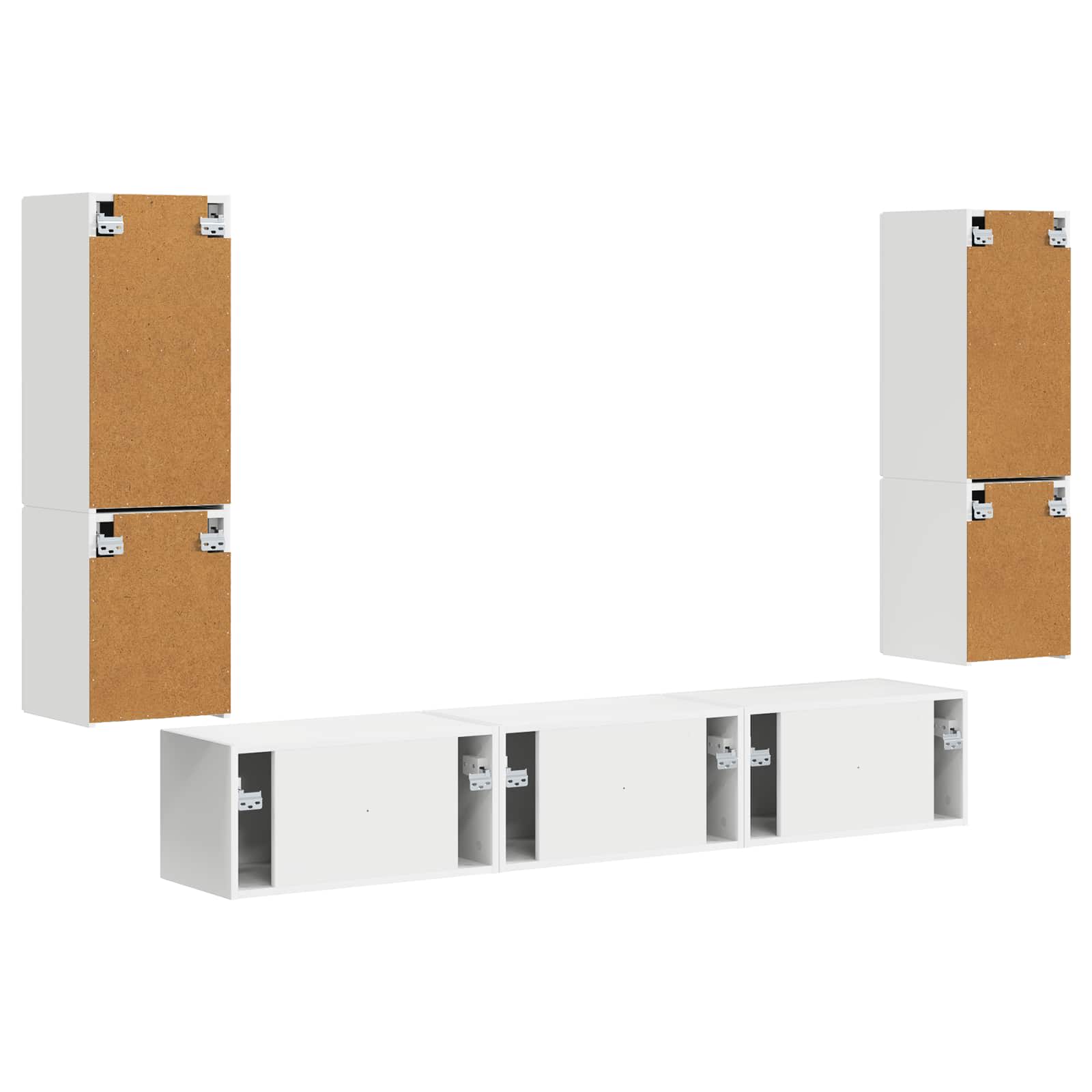 Tv-Meubelset Wandgemonteerd 4 Pcs Bewerkt Hout Wit