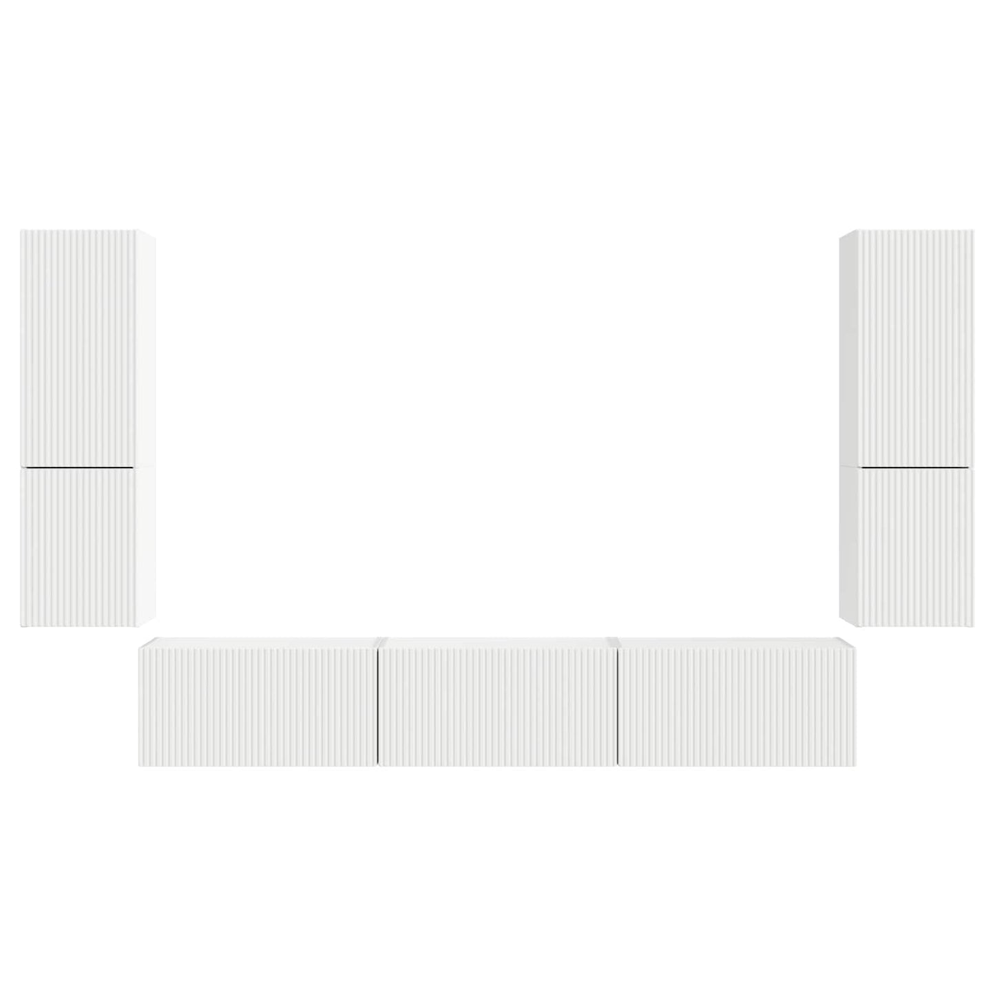 Tv-Meubelset Wandgemonteerd 4 Pcs Bewerkt Hout Wit