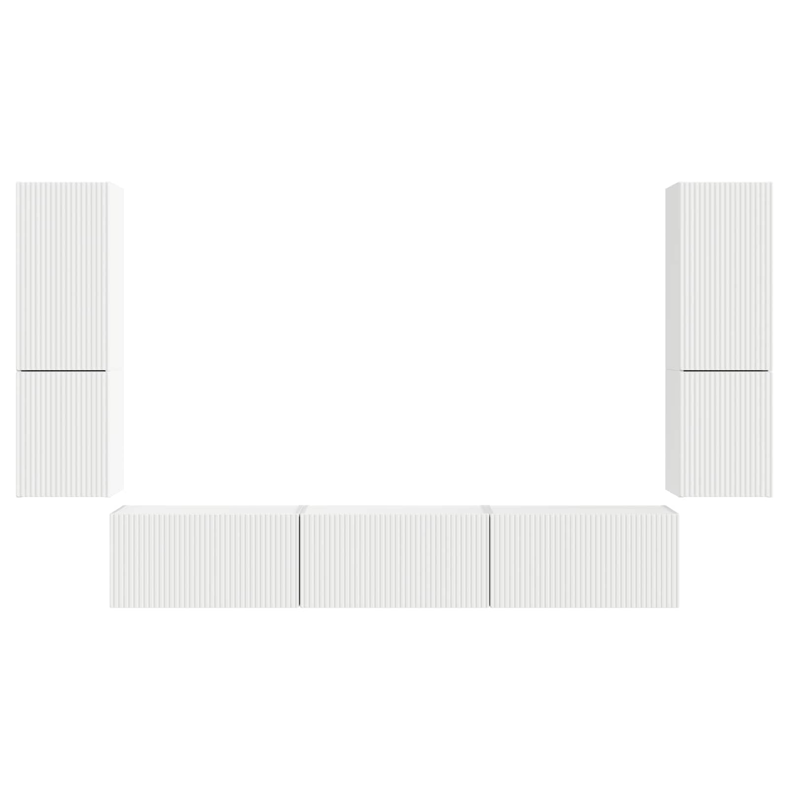 Tv-Meubelset Wandgemonteerd 4 Pcs Bewerkt Hout Wit