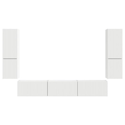 Tv-Meubelset Wandgemonteerd 4 Pcs Bewerkt Hout Wit