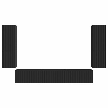 Tv-Meubelset Wandgemonteerd 4 Pcs Bewerkt Hout Zwart
