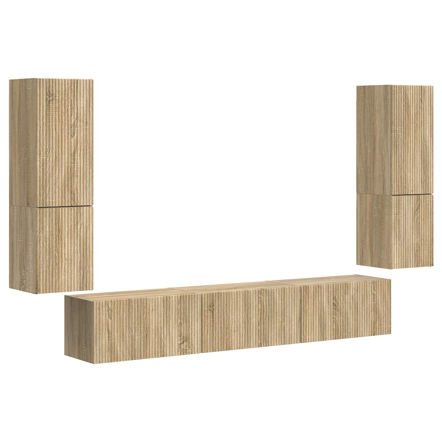 Tv-Meubelset Wandgemonteerd 4 Pcs Bewerkt Hout Sonoma eiken