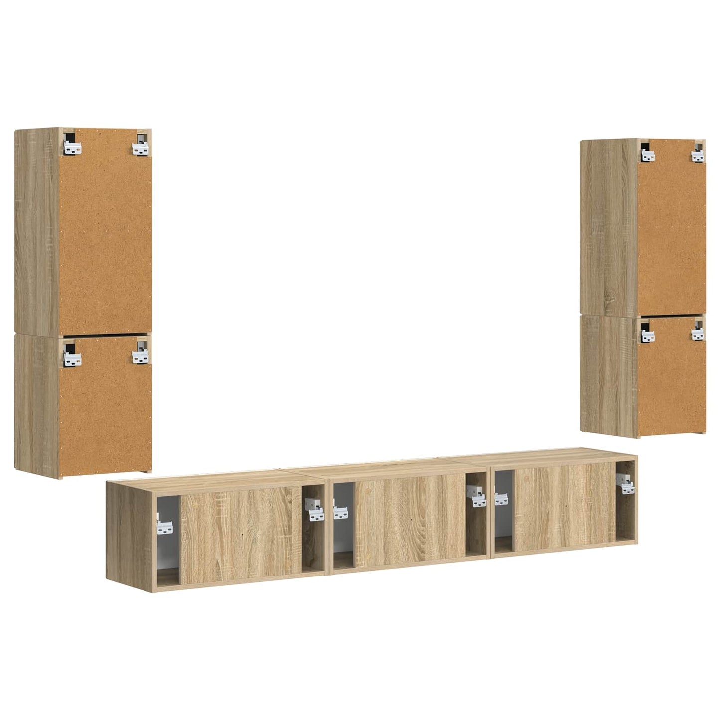 Tv-Meubelset Wandgemonteerd 4 Pcs Bewerkt Hout Sonoma eiken
