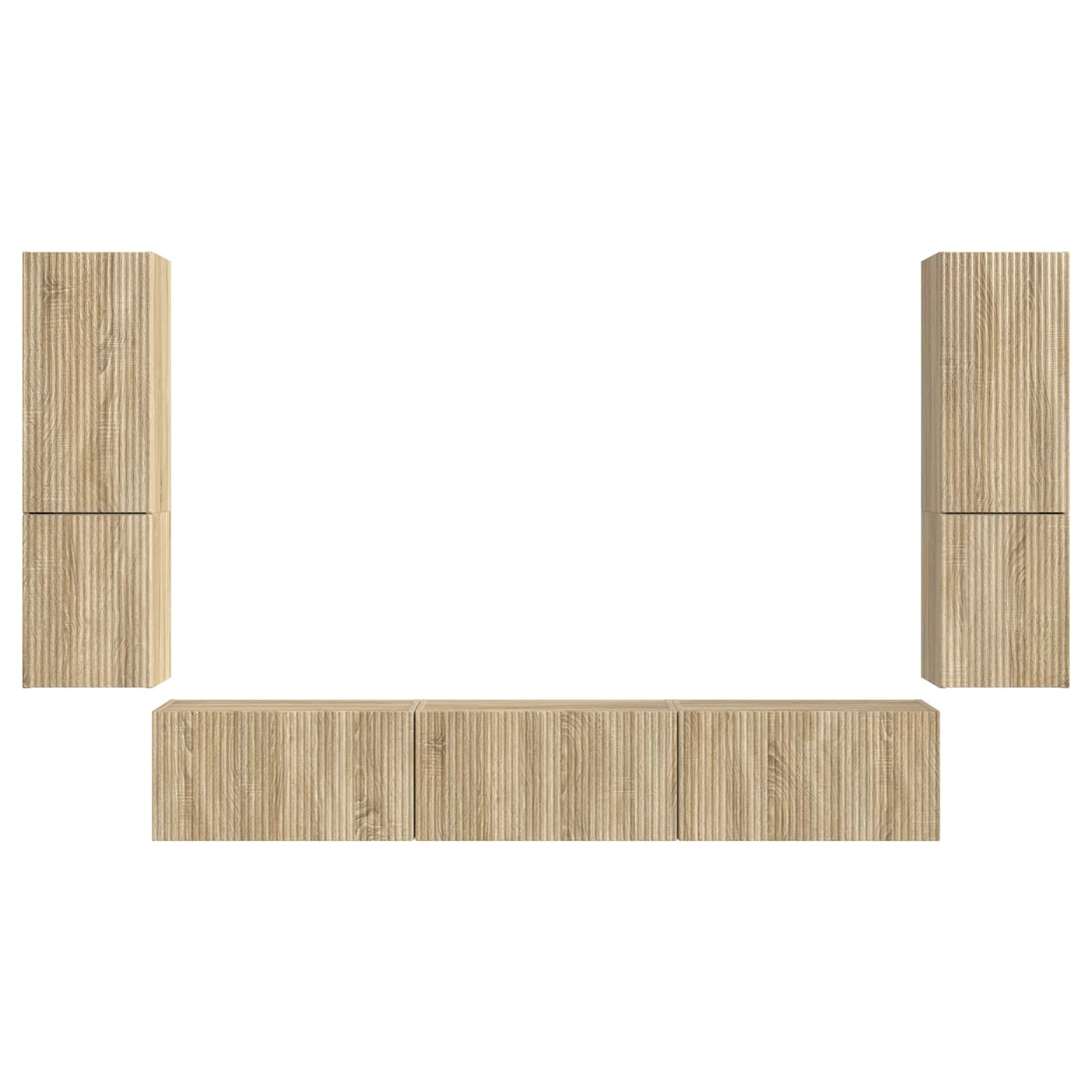 Tv-Meubelset Wandgemonteerd 4 Pcs Bewerkt Hout Sonoma eiken