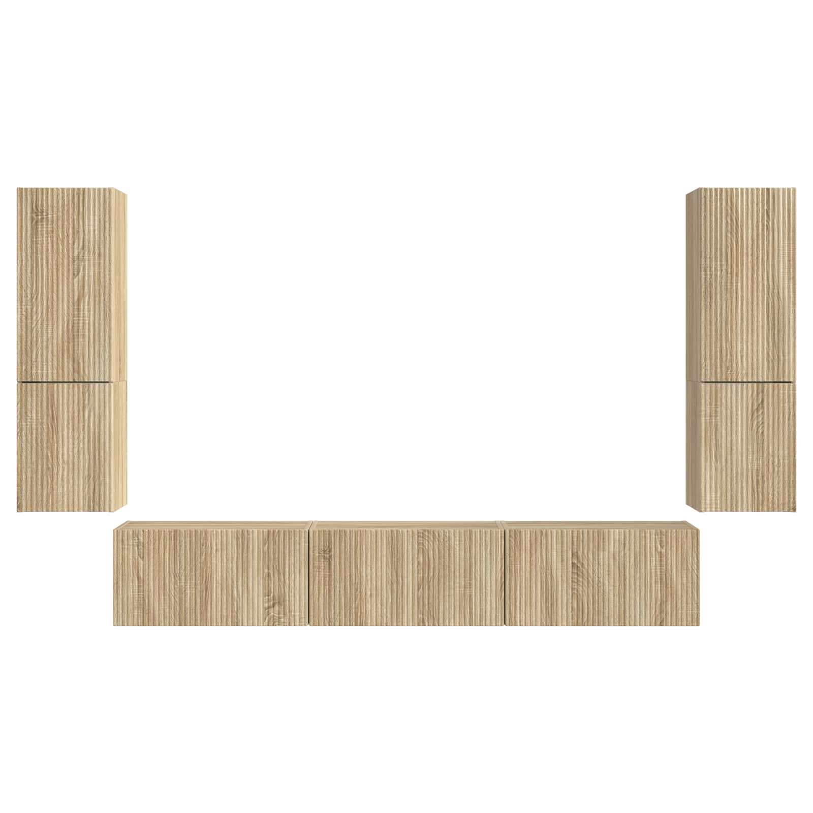 Tv-Meubelset Wandgemonteerd 4 Pcs Bewerkt Hout Sonoma eiken