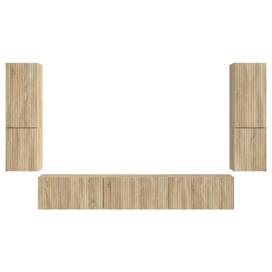 Tv-Meubelset Wandgemonteerd 4 Pcs Bewerkt Hout Sonoma eiken