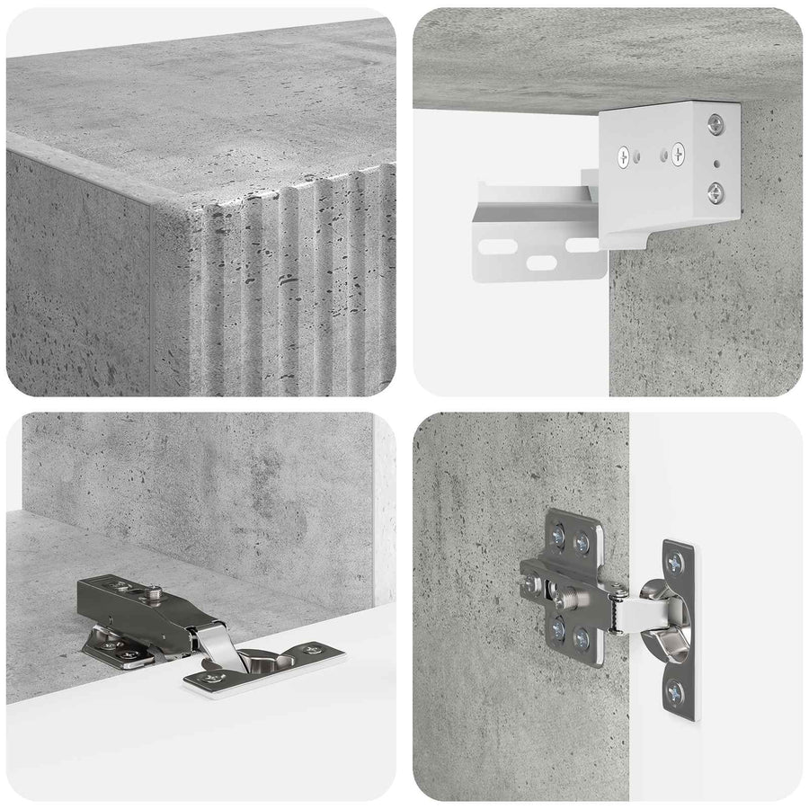 Tv-Meubelset Wandgemonteerd 4 Pcs Beton Grijs Bewerkt Hout Betongrijs