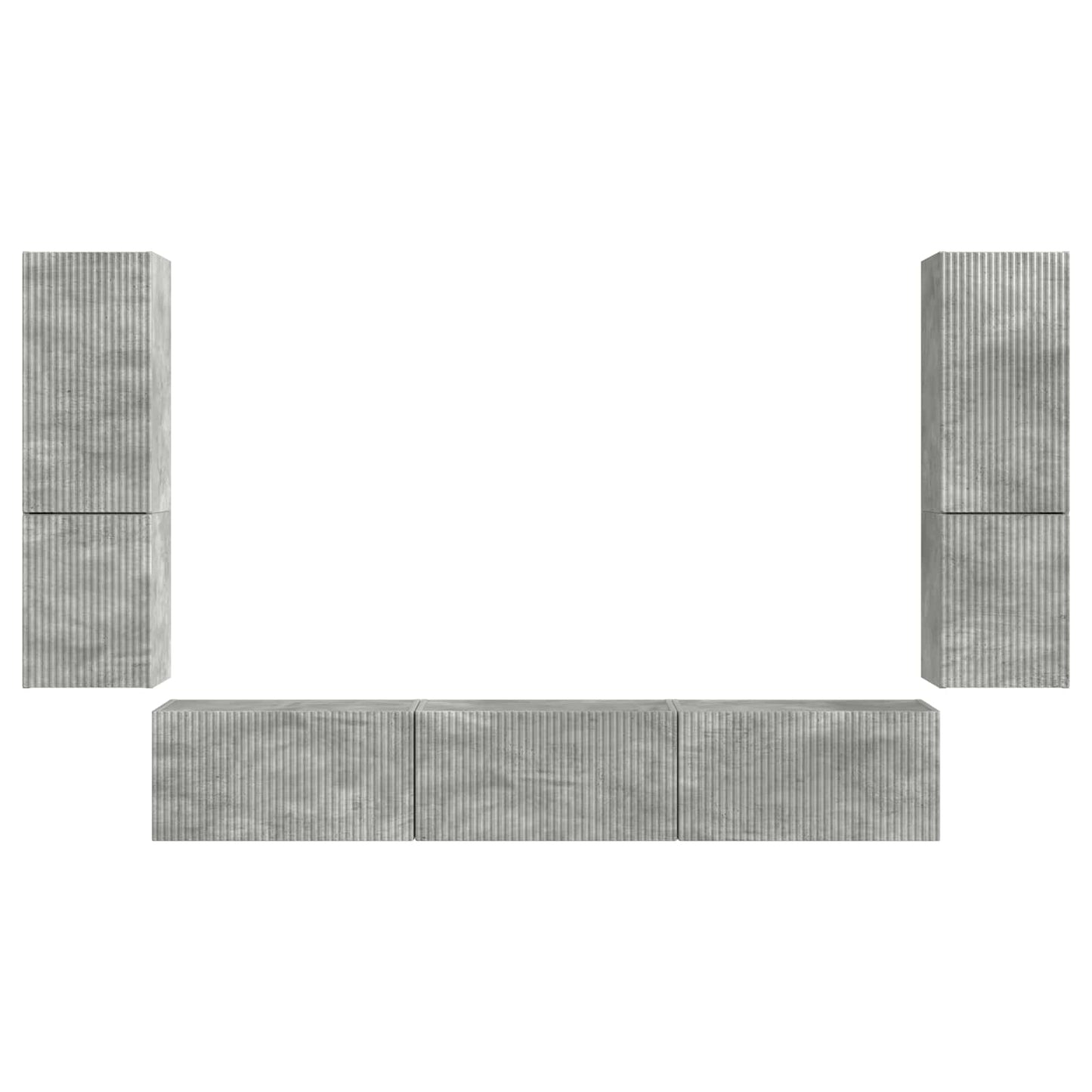 Tv-Meubelset Wandgemonteerd 4 Pcs Beton Grijs Bewerkt Hout Betongrijs
