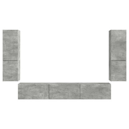 Tv-Meubelset Wandgemonteerd 4 Pcs Beton Grijs Bewerkt Hout Betongrijs