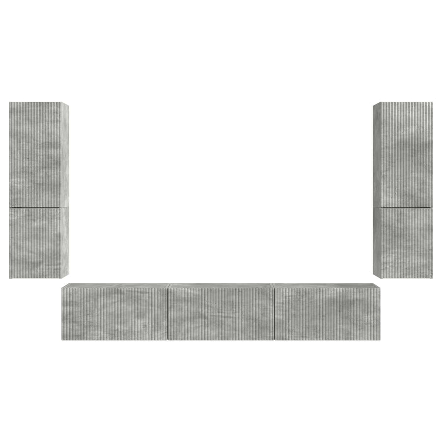 Tv-Meubelset Wandgemonteerd 4 Pcs Beton Grijs Bewerkt Hout Betongrijs
