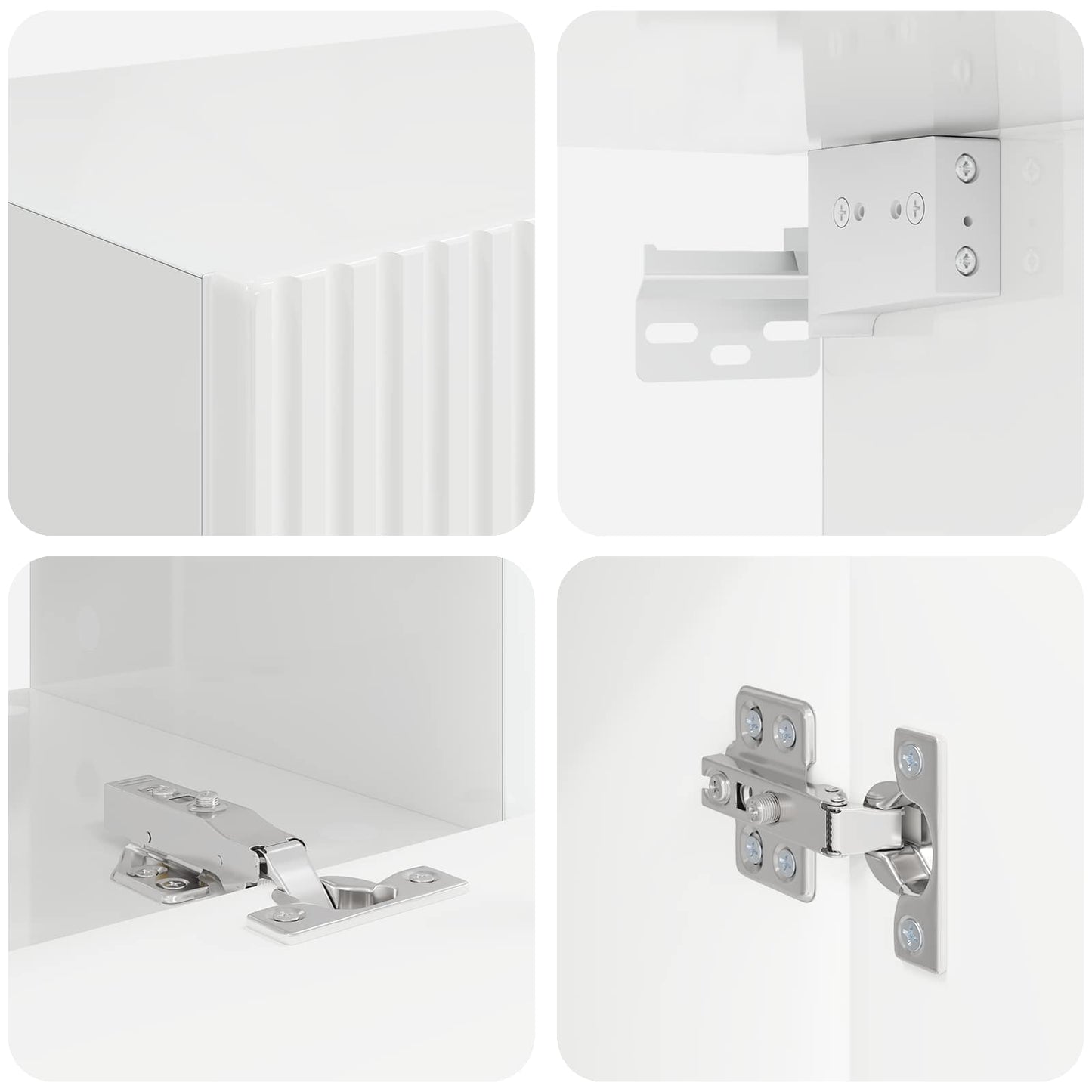 Tv-Meubelset Wandgemonteerd 4 Pcs Bewerkt Hout Hoogglans wit
