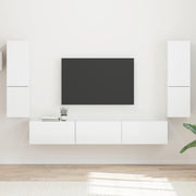 Tv-meubelset wandgemonteerd 4 stuks hoogglans wit bewerkt hout