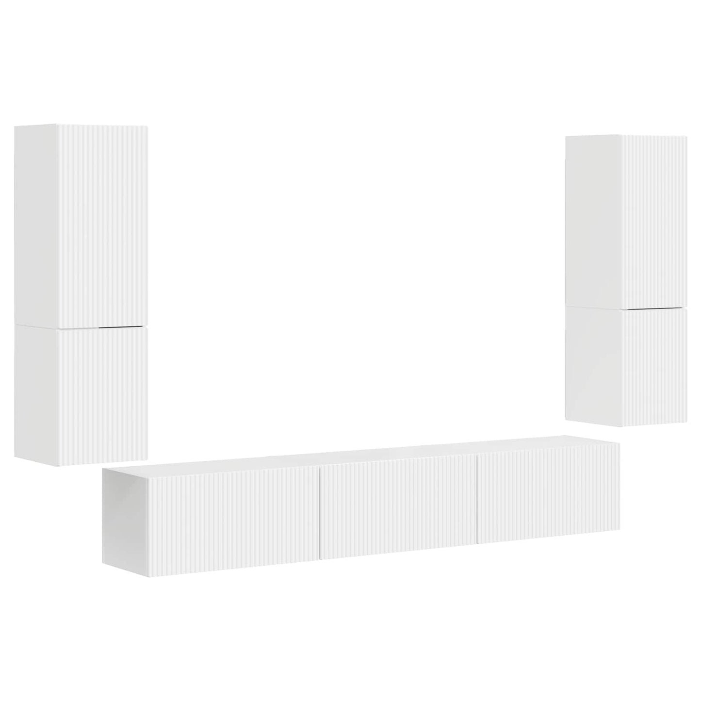 Tv-Meubelset Wandgemonteerd 4 Pcs Bewerkt Hout Hoogglans wit