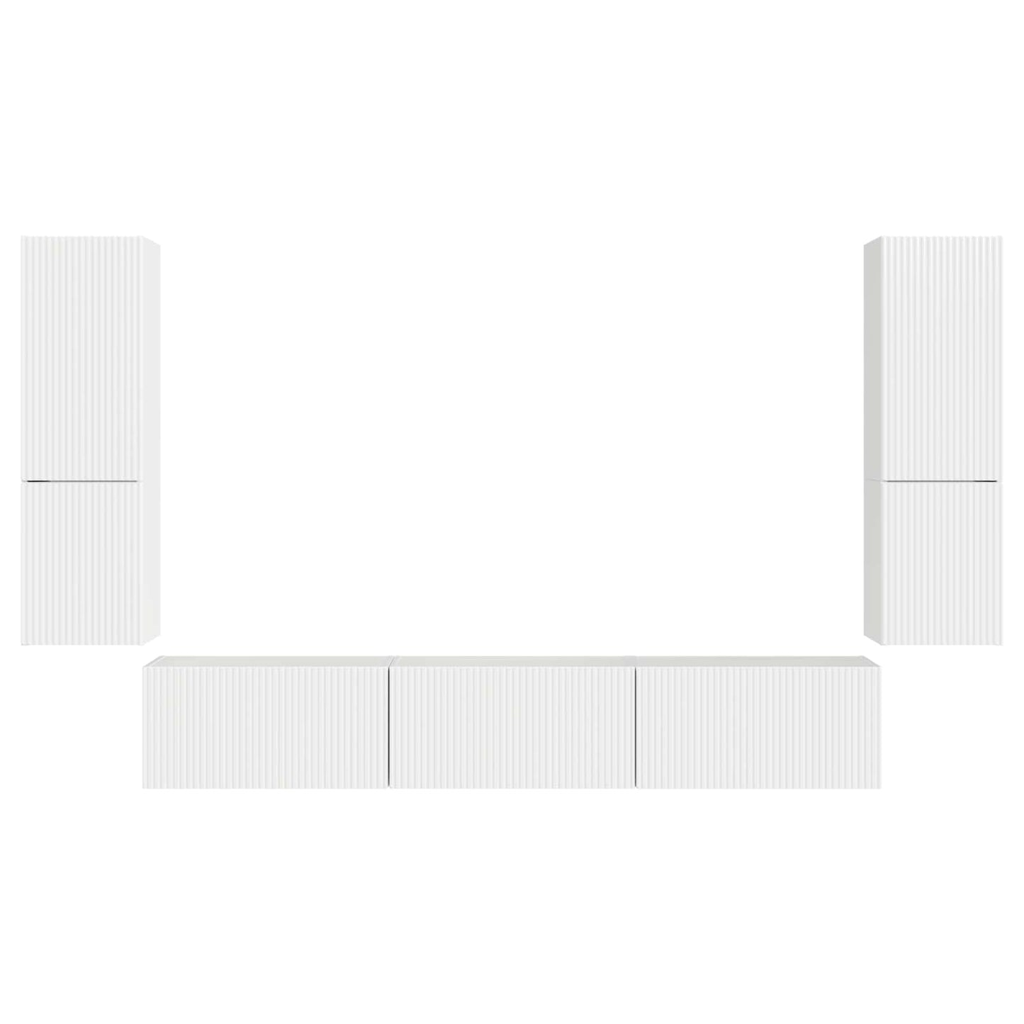 Tv-Meubelset Wandgemonteerd 4 Pcs Bewerkt Hout Hoogglans wit