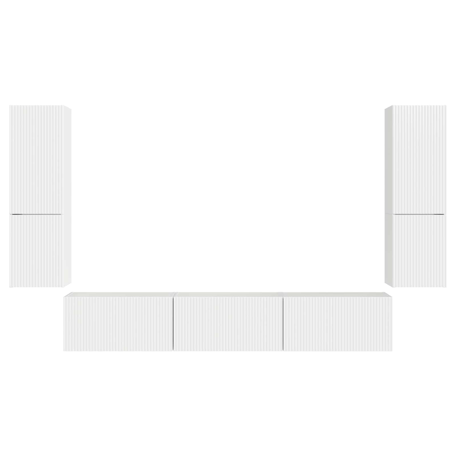 Tv-Meubelset Wandgemonteerd 4 Pcs Bewerkt Hout Hoogglans wit