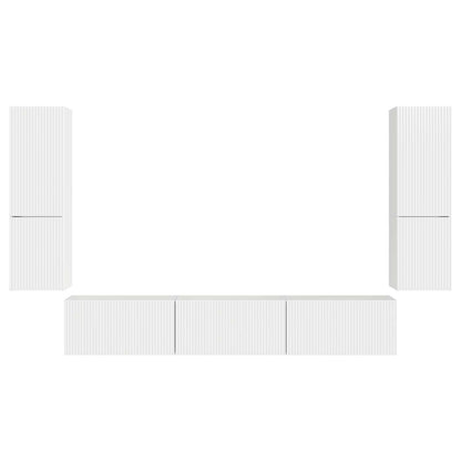 Tv-Meubelset Wandgemonteerd 4 Pcs Bewerkt Hout Hoogglans wit