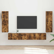 Tv-Meubelset Wandgemonteerd 4 Pcs Bewerkt Hout Gerookt eiken