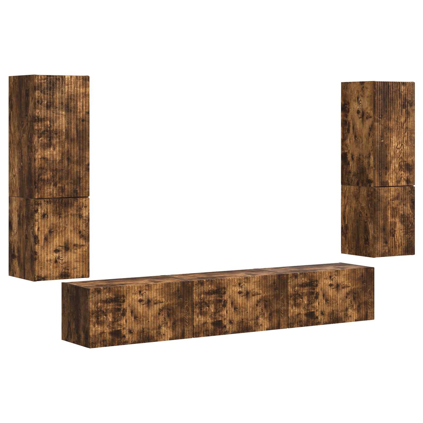 Tv-Meubelset Wandgemonteerd 4 Pcs Bewerkt Hout Gerookt eiken