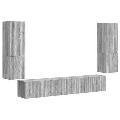 Tv-Meubelset Wandgemonteerd 4 Pcs Bewerkt Hout Grijs sonoma
