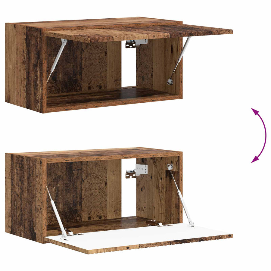 Tv-Meubelset Wandgemonteerd 4 Pcs Oudhout Bewerkt Hout Oud hout