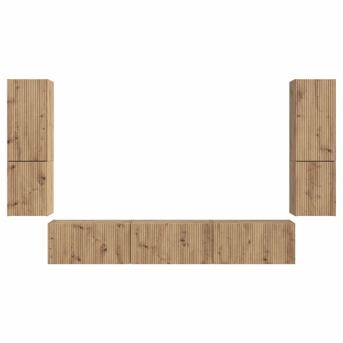Tv-Meubelset Wandgemonteerd 4 Pcs Artisan Eiken Bewerkt Hout artisanaal eikenkleurig