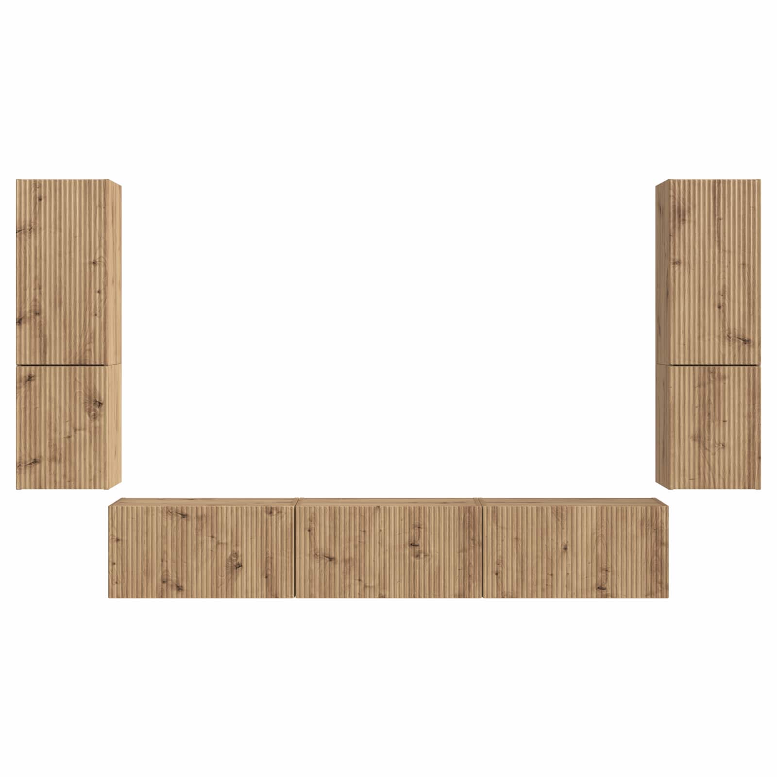 Tv-Meubelset Wandgemonteerd 4 Pcs Artisan Eiken Bewerkt Hout artisanaal eikenkleurig