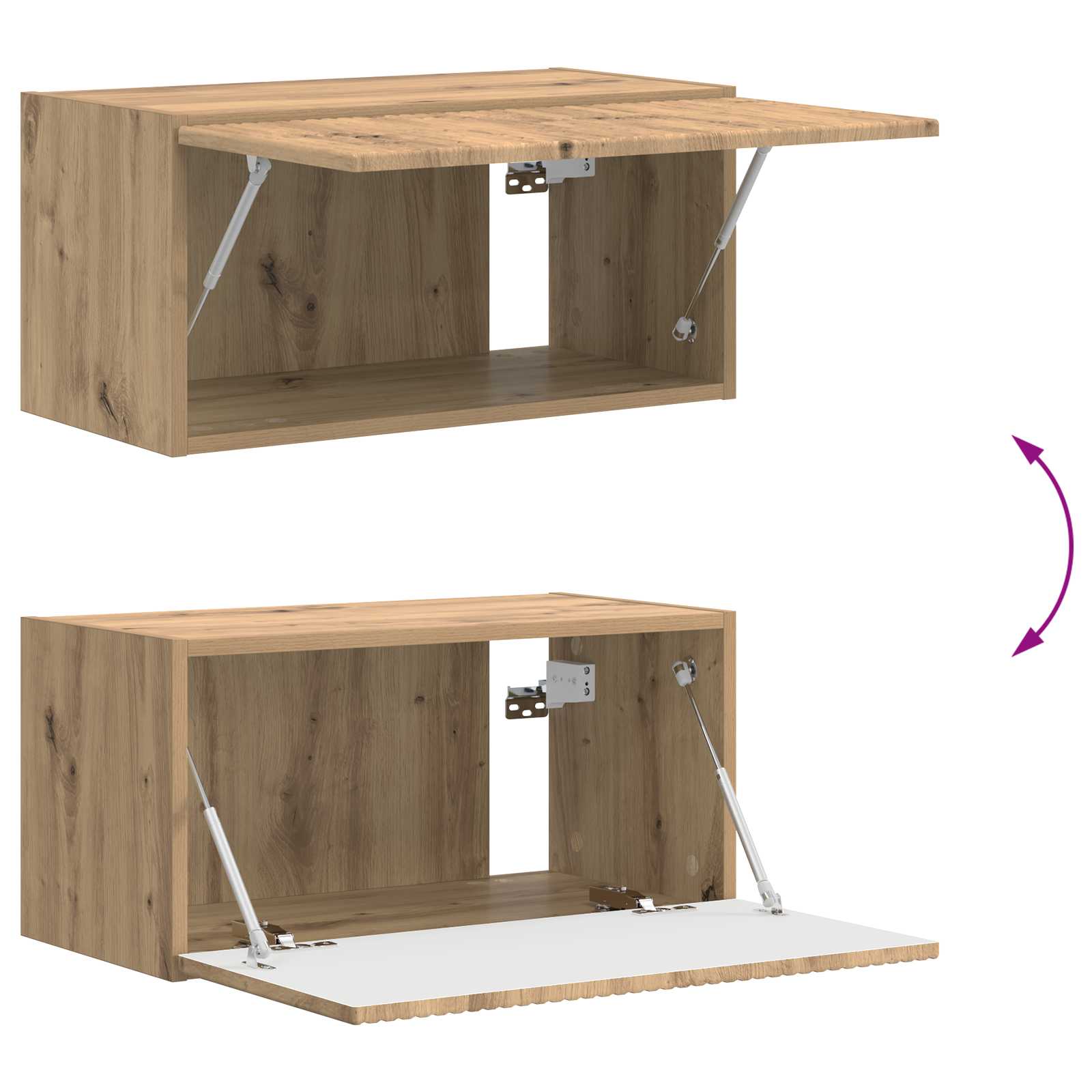 Tv-Meubelset Wandgemonteerd 4 Pcs Artisan Eiken Bewerkt Hout artisanaal eikenkleurig