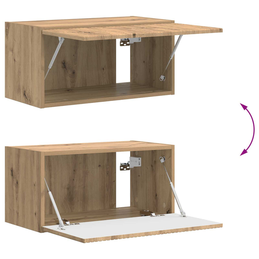 Tv-Meubelset Wandgemonteerd 4 Pcs Artisan Eiken Bewerkt Hout artisanaal eikenkleurig