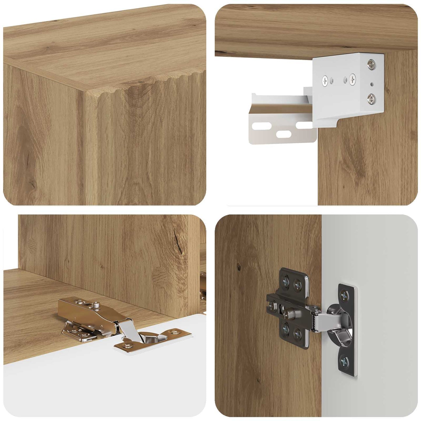 Tv-Meubelset Wandgemonteerd 5 Pcs Bewerkt Hout Wit